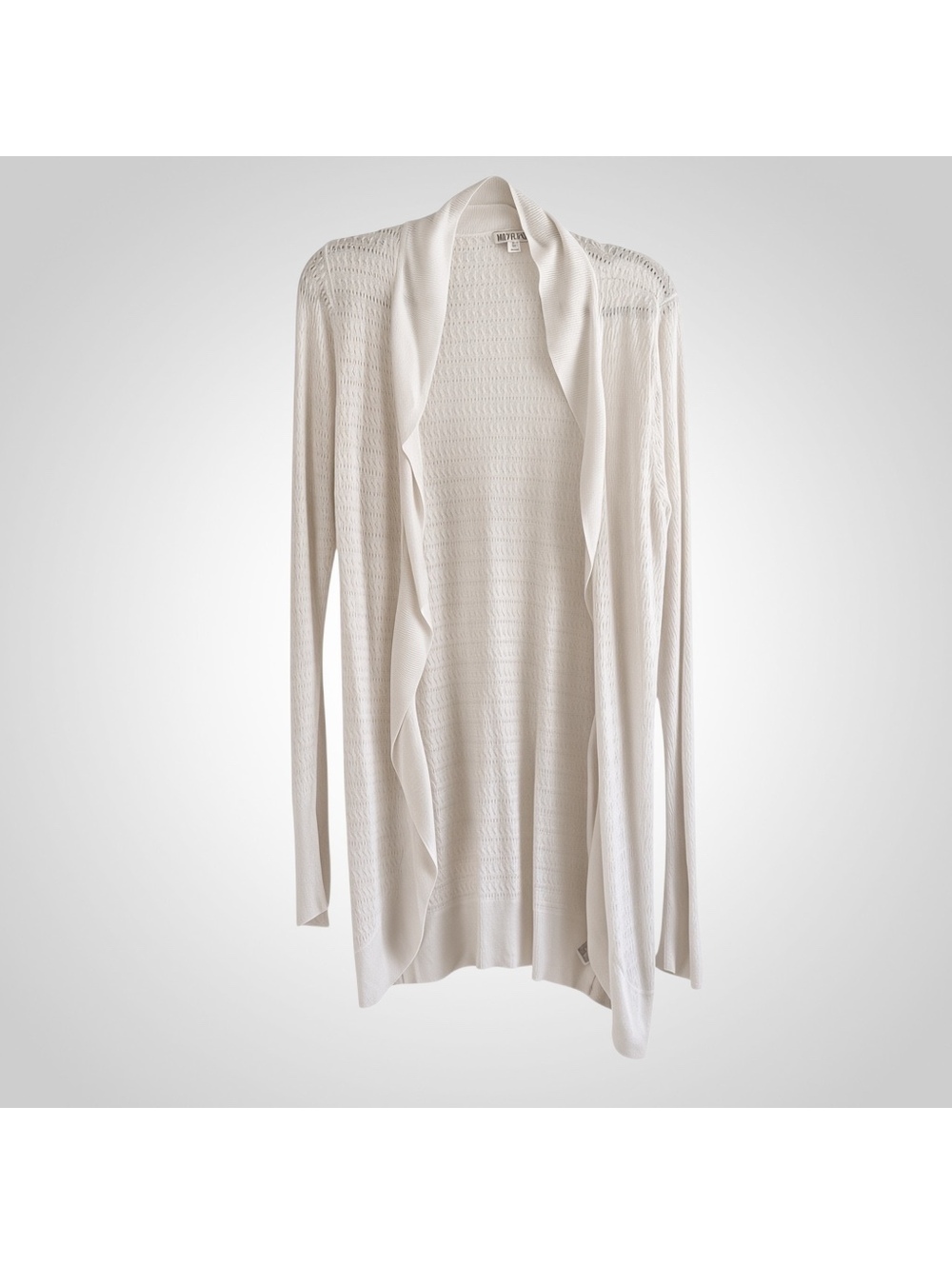 Merona Women's Medium White Open Front Lightweight Eyelet Knit Cardigan